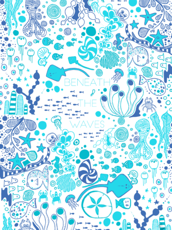 Shortt Design Print 'Beneath the Waves' in blue