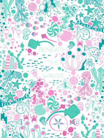 Shortt Design Print 'Beneath the Waves' in pink