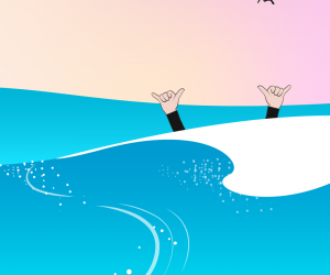 Shortt Design Print 'Surfing with friends'